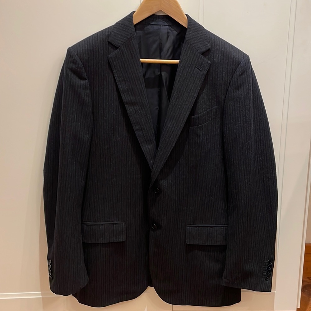 Ermenegildo ZEGNA, Navy/black stripes blazer, wool, Size 7-50R (7-40 R US) M